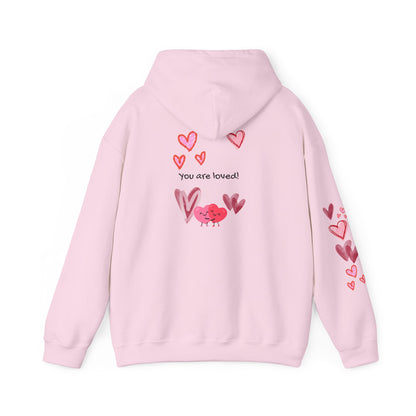 "You Are Loved" Hoodie — Cute Heart Graphic Message on Back | PositiveHug