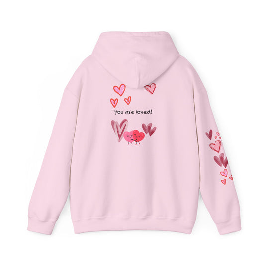 You Are Loved Hoodie Cute Heart Graphic Message On Back