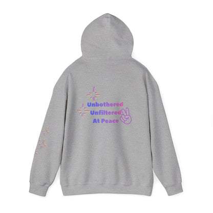 Unbothered Unfiltered At Peace Hoodie — Anti Social Media Graphic