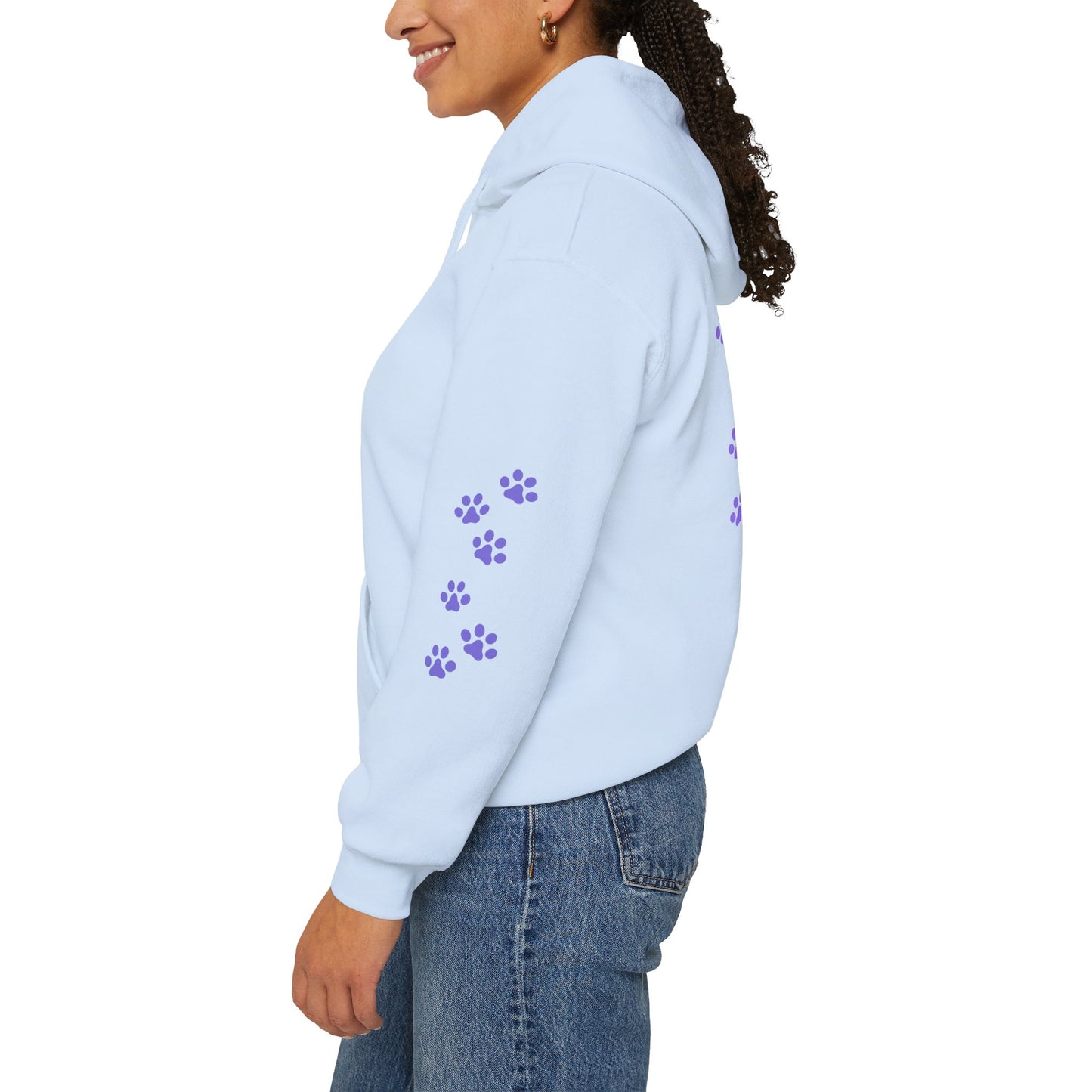Be the person your cat thinks you are - cute hoodie with paw prints -  Design on back