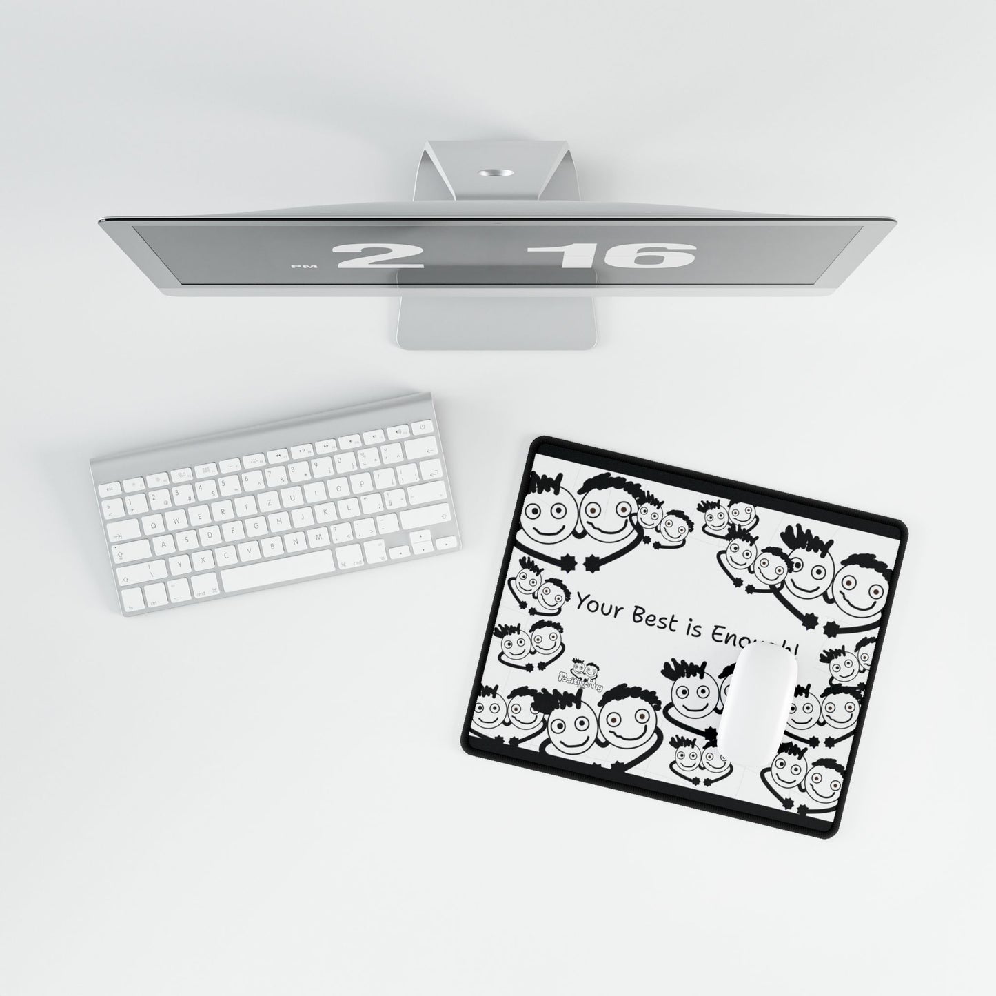 'Your Best is Enough!' Desk Mat by PositiveHug - All Over Logo Design - Fun Office Decor Unique Gift Idea