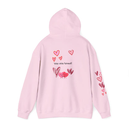 "You Are Loved" Hoodie — Cute Heart Graphic Message on Back | PositiveHug