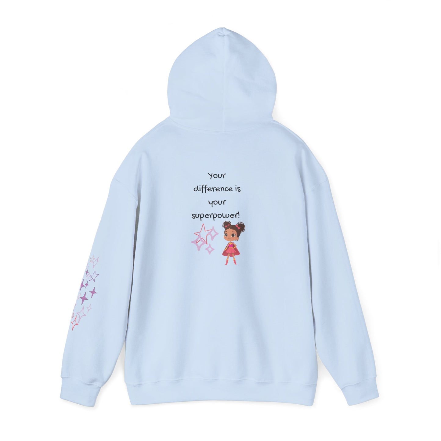 Your Difference Is Your Superpower -  Female Empowerment Graphic Hoodie - Graphic Back