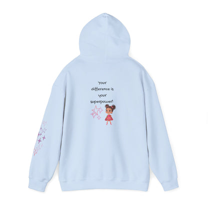 Your Difference Is Your Superpower -  Female Empowerment Graphic Hoodie - Graphic Back