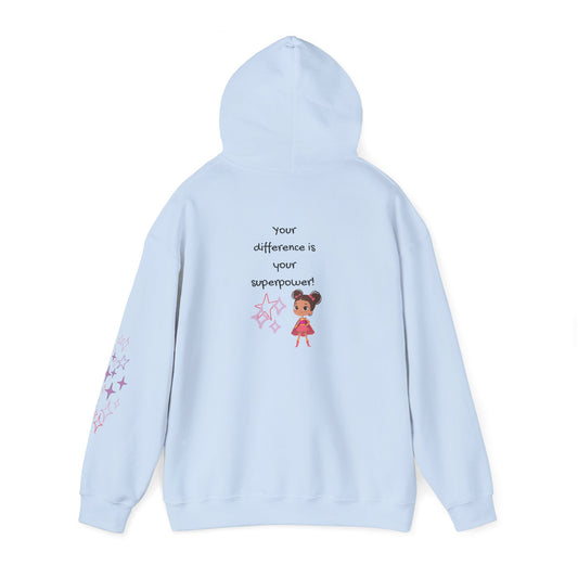 Your Difference Is Your Superpower -  Female Empowerment Graphic Hoodie - Graphic Back