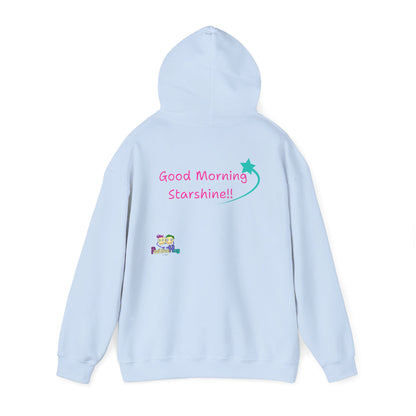 'Good Morning Starshine' Unisex Hooded Sweatshirt by PositiveHug - Design on back