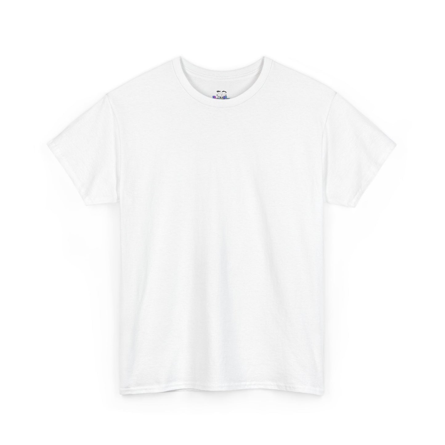 Cute Playful PositiveHug logo Tee with Hearts, Stars Back Graphic
