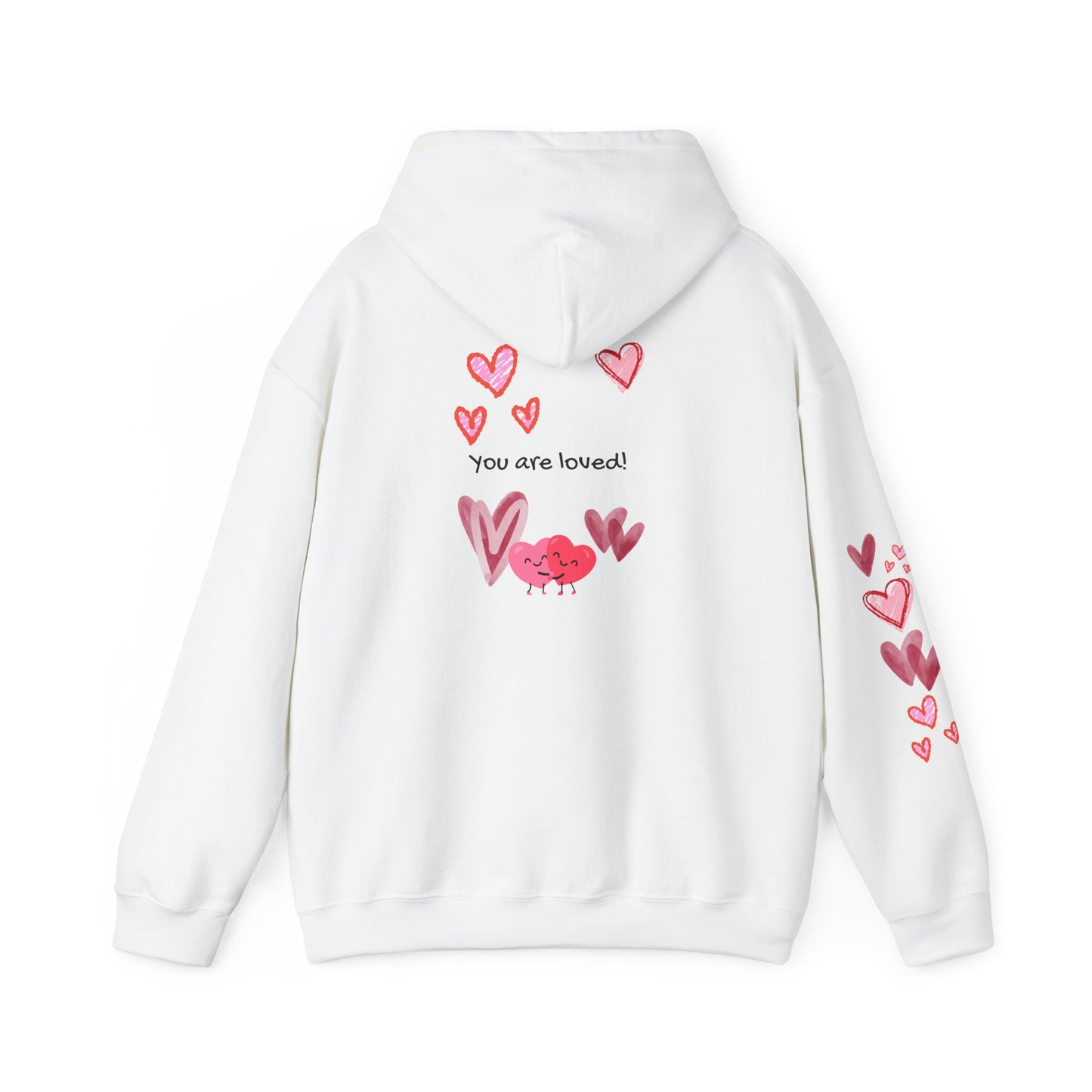"You Are Loved" Hoodie — Cute Heart Graphic Message on Back | PositiveHug