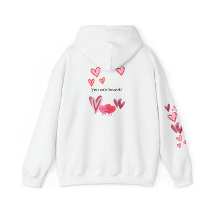 "You Are Loved" Hoodie — Cute Heart Graphic Message on Back | PositiveHug