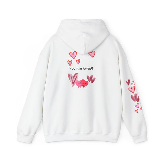 You Are Loved Hoodie Cute Heart Graphic Message On Back