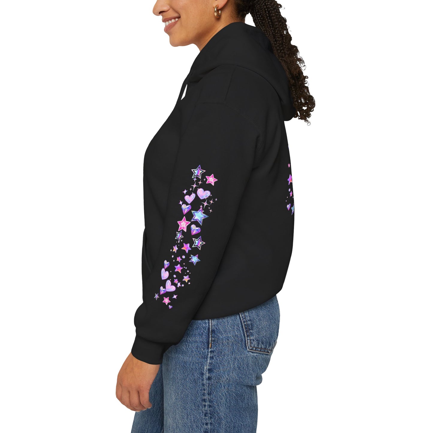 Strong Bold Brave Hoodie — Cute Inspirational Heart & Star Graphic on Back & Sleeve