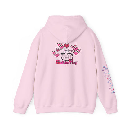 Cute PositiveHug Logo Hoodie with Hearts - Back Graphic