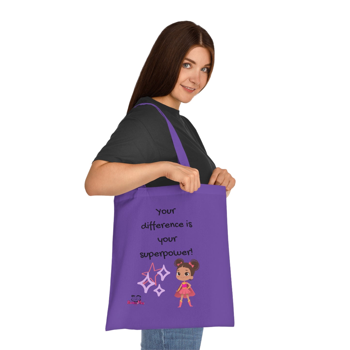 Your difference is your superpower!  Positive Vibes Cotton Tote Bag - Inspirational & Fun Design