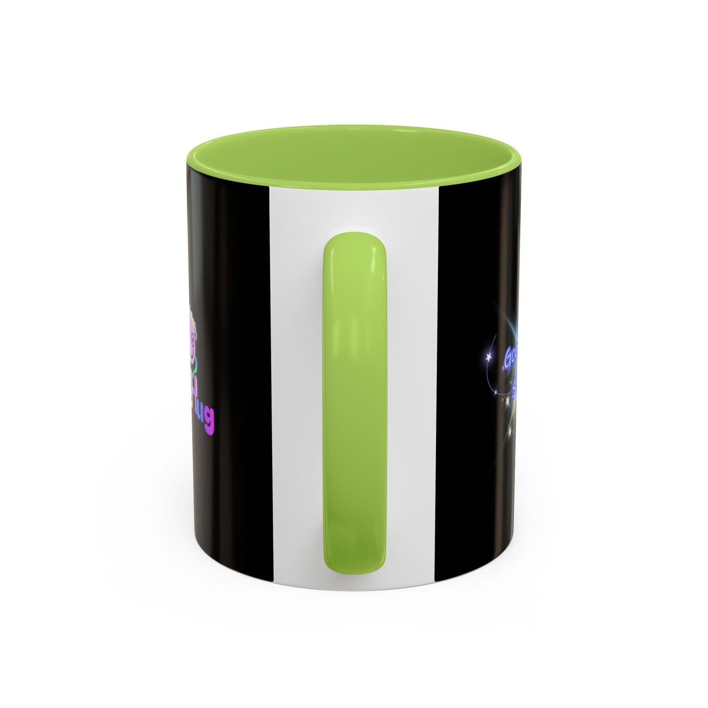 Bright Positivity Good Morning Starshine Neon Cheerful Coffee Mug by PositiveHug - Black exterior