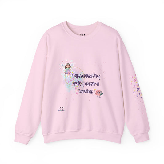 Powered by fairy dust & brains -  Front Graphic Cozy Crewneck Sweatshirt