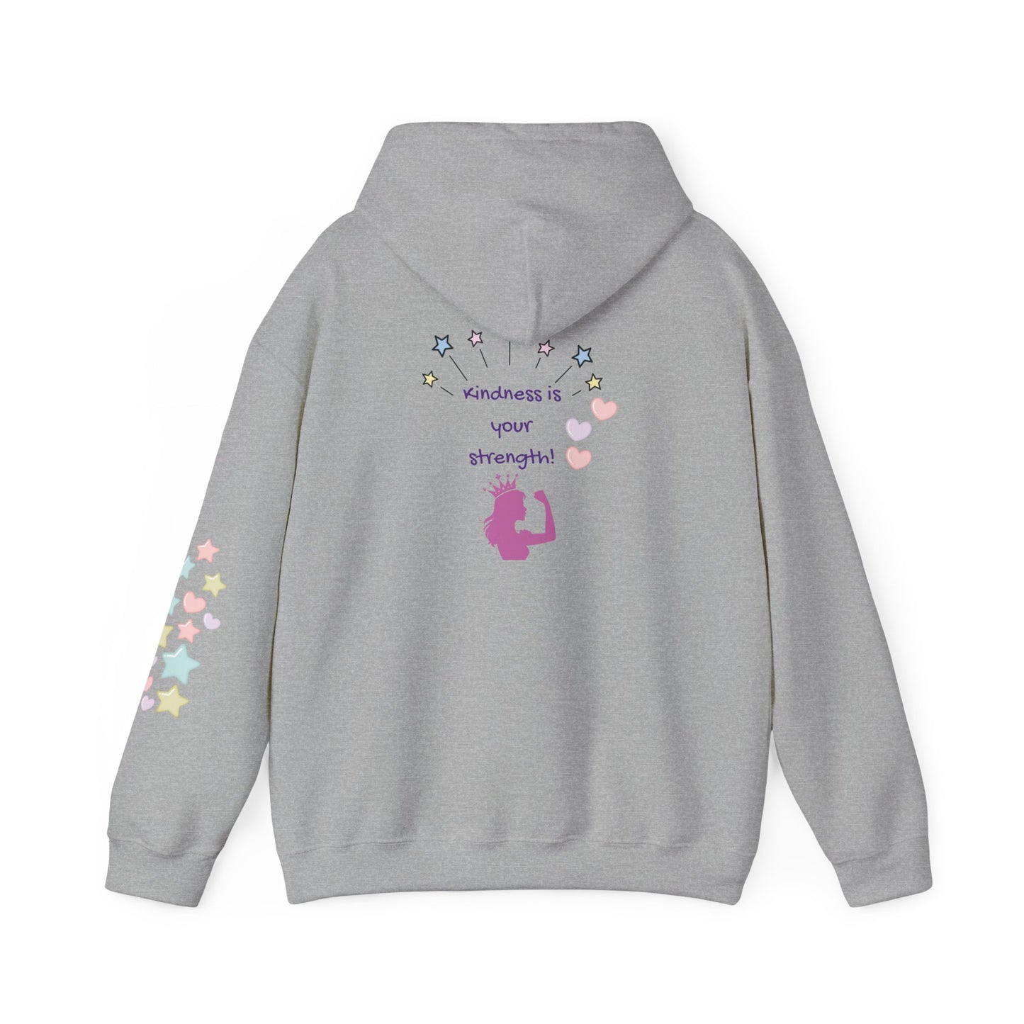 Kindness Is Your Strength  — Pastel Hearts & Stars Motivational Hoodie