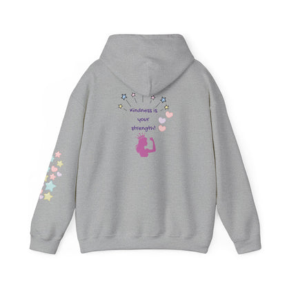 Kindness Is Your Strength  — Pastel Hearts & Stars Motivational Hoodie