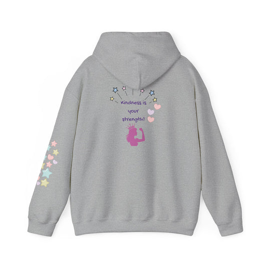 Kindness Is Your Strength  — Pastel Hearts & Stars Motivational Hoodie