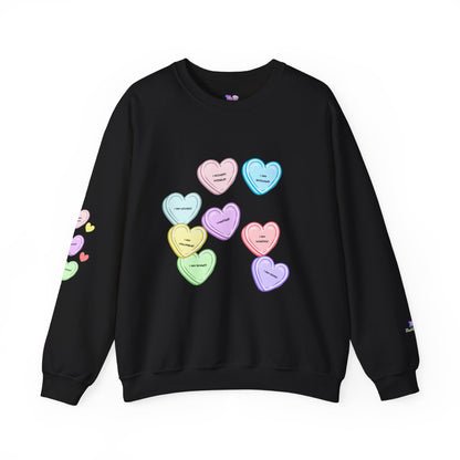 Self-Love Candy Hearts Affirmation Crewneck Sweatshirt
