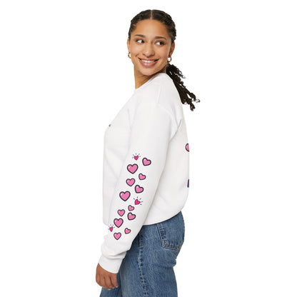 Born To Be Real Not Perfect Sweatshirt — With Back Graphic and Sleeve Design