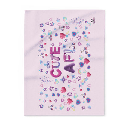 Cute AF Pink Plush Fleece Blanket — Heart & Star Cosy Cute Throw | PositiveHug
