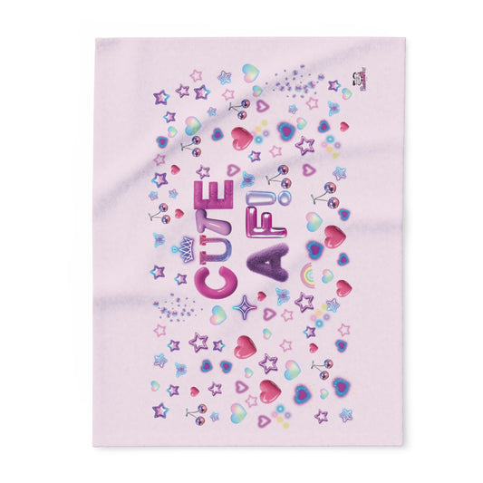 Cute AF Pink Plush Fleece Blanket — Heart & Star Cosy Cute Throw | PositiveHug