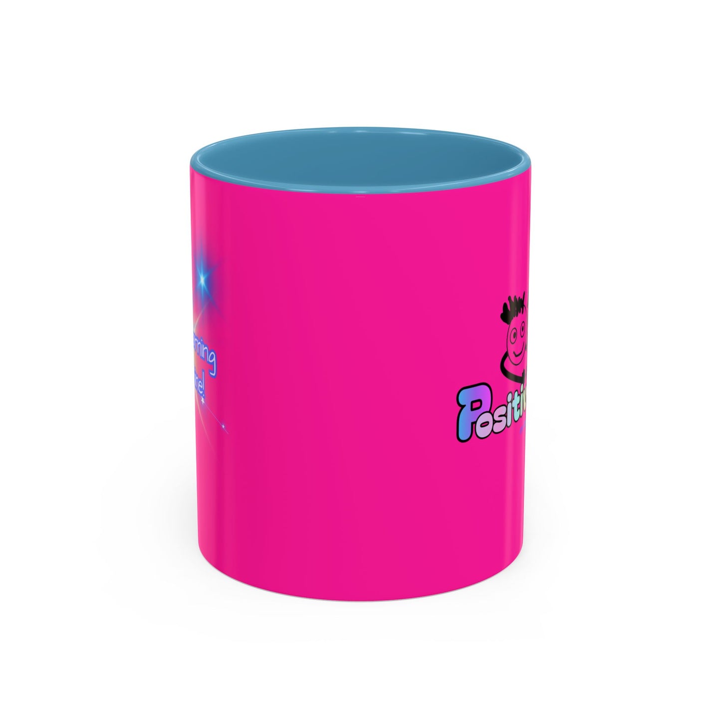 Bright Positivity - Good Morning Starshine' Cute Cheerful Coffee Mug by PositiveHug - Pink exterior