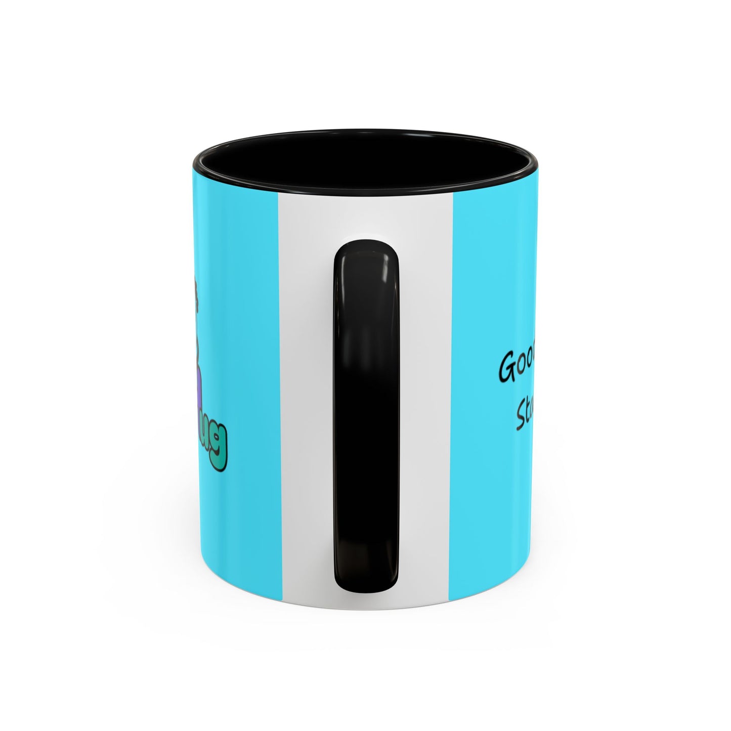 'Good Morning Starshine' Neon Cheerful Coffee Mug by PositiveHug - Turquoise exterior