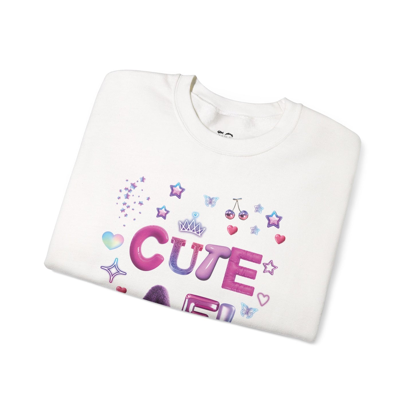 "Cute AF!" Kawaii Pastel Hearts & Stars Graphic Sweatshirt | PositiveHug