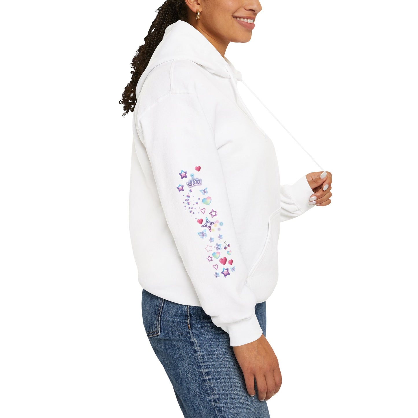 Cute PositiveHug Logo Hoodie with Hearts - Back Graphic