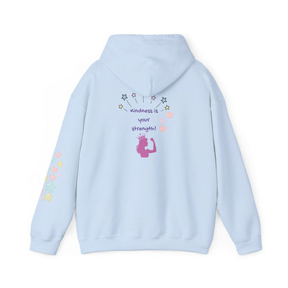 Kindness Is Your Strength  — Pastel Hearts & Stars Motivational Hoodie