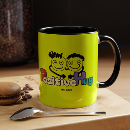 'Good Morning Starshine' Neon Cheerful Coffee Mug by PositiveHug - Yellow exterior