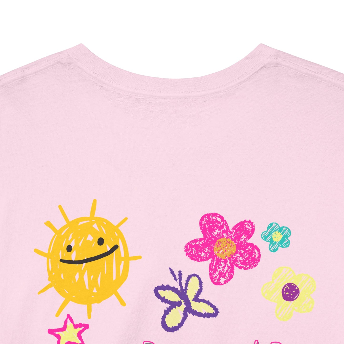 "Powered By Positivity & A Little Delulu" Cute Doodle Graphic Tee | PositiveHug