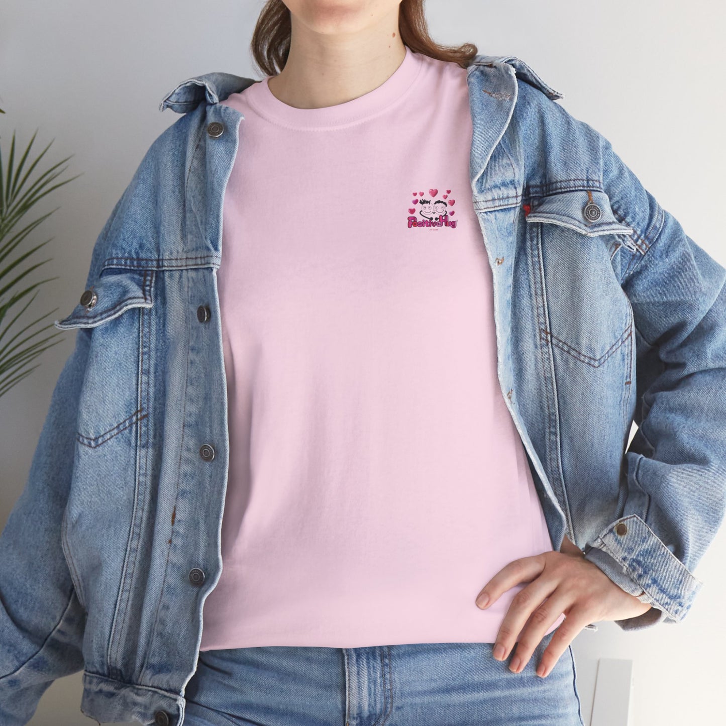 Cute PositiveHug logo with love hearts tee
