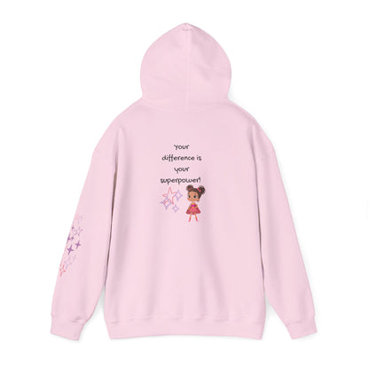 Your Difference Is Your Superpower -  Female Empowerment Graphic Hoodie - Graphic Back