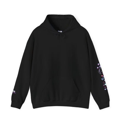 "Cute AF!" Kawaii Pastel Heart & Stars Hoodie — Back Graphic | PositiveHug