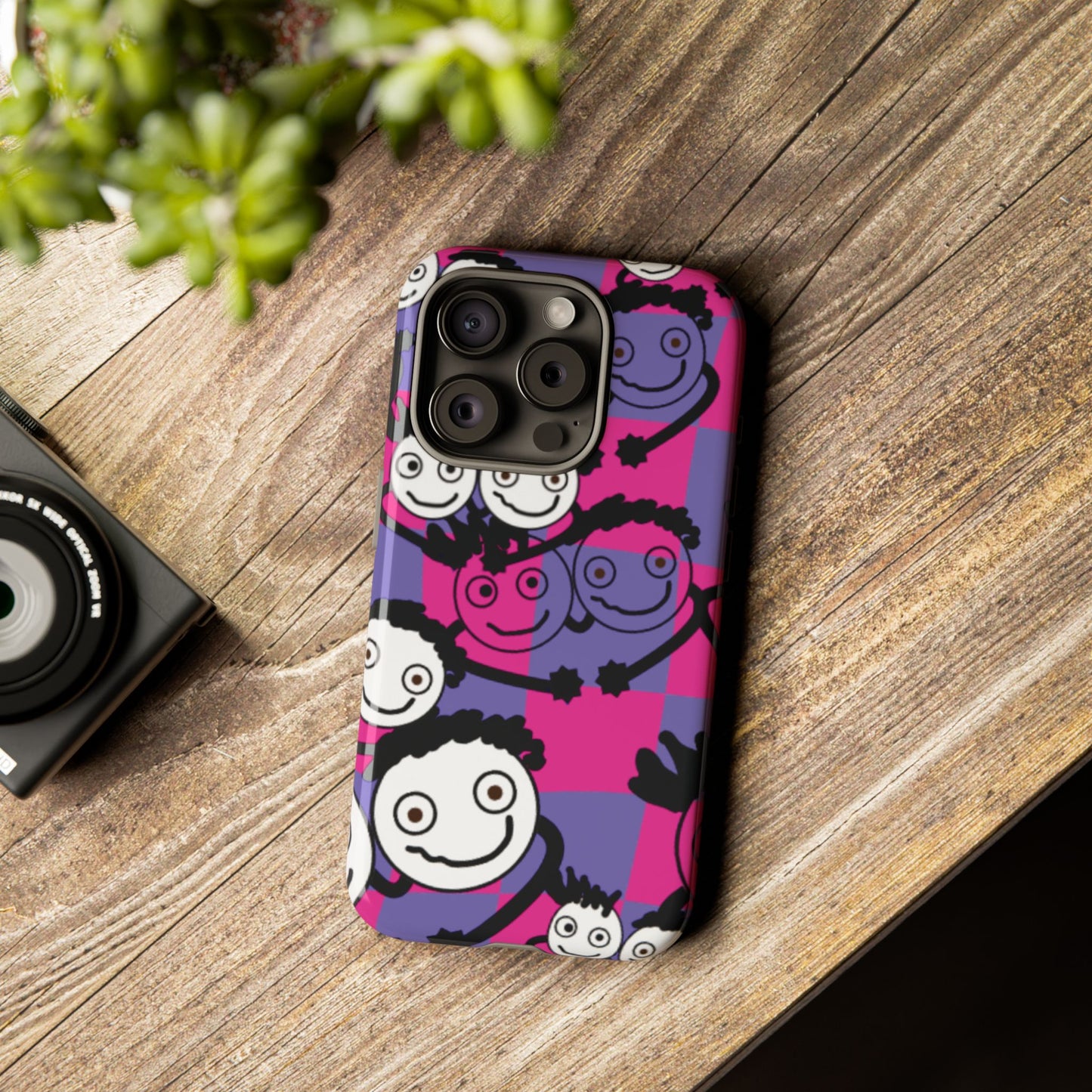 Positive Vibes Phone Case - By PositiveHug Happy, Colorful Tough Case - Pink & Purple