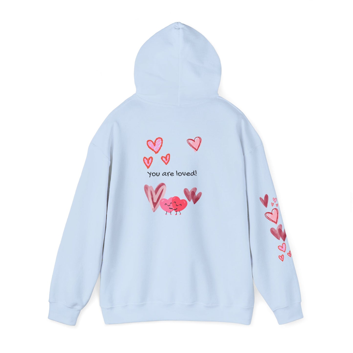 "You Are Loved" Hoodie — Cute Heart Graphic Message on Back | PositiveHug