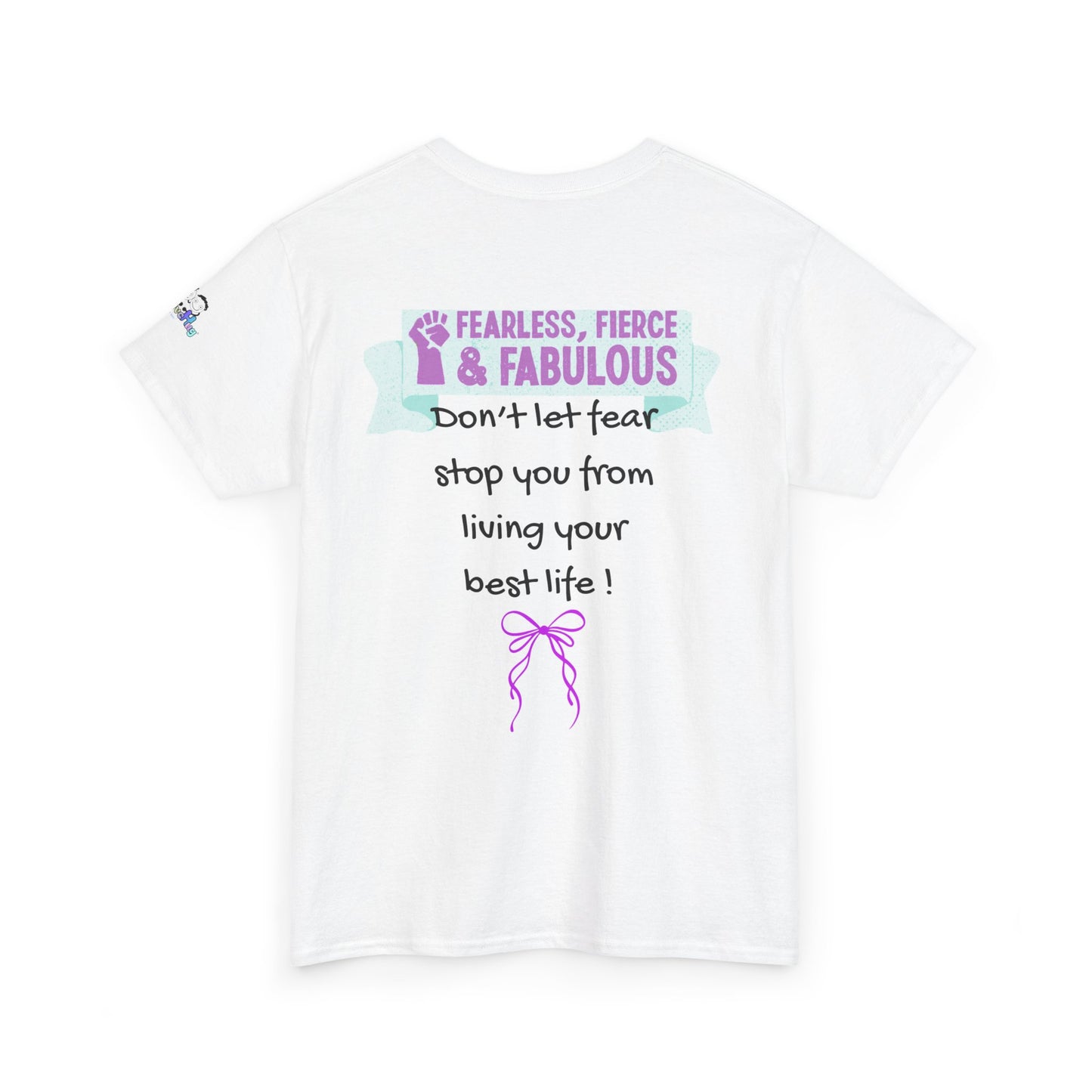 "Don't Let Fear Stop You From Living Your Best Life" Women's Motivational T-Shirt — Cute Bow Graphic | PositiveHug