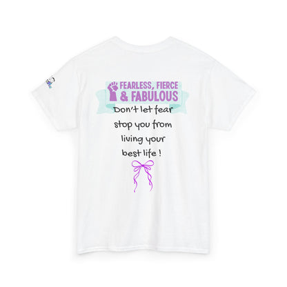 "Don't Let Fear Stop You From Living Your Best Life" Women's Motivational T-Shirt — Cute Bow Graphic | PositiveHug