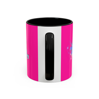 Bright Positivity - Good Morning Starshine' Cute Cheerful Coffee Mug by PositiveHug - Pink exterior