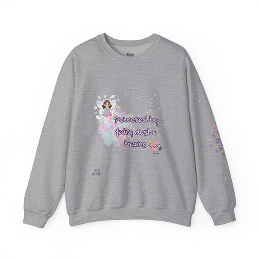 Powered by fairy dust & brains -  Front Graphic Cozy Crewneck Sweatshirt