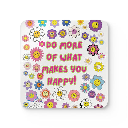 Happy Flower Cork Coaster Set — "Do More of What Makes You Happy" | PositiveHug