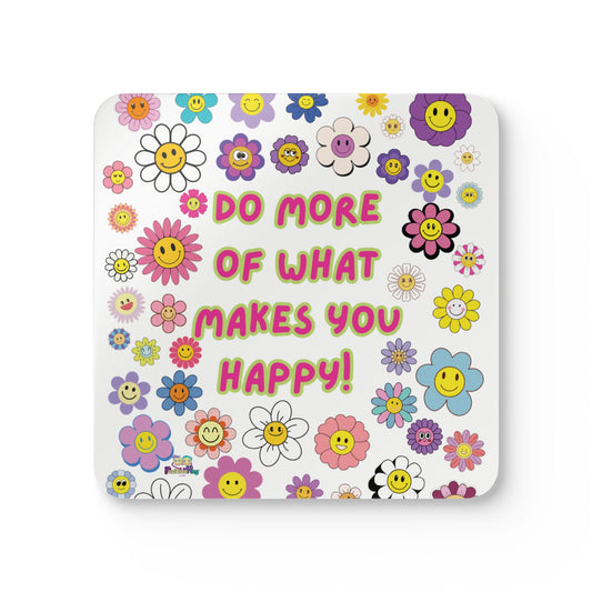 Happy Flower Cork Coaster Set — "Do More of What Makes You Happy" | PositiveHug