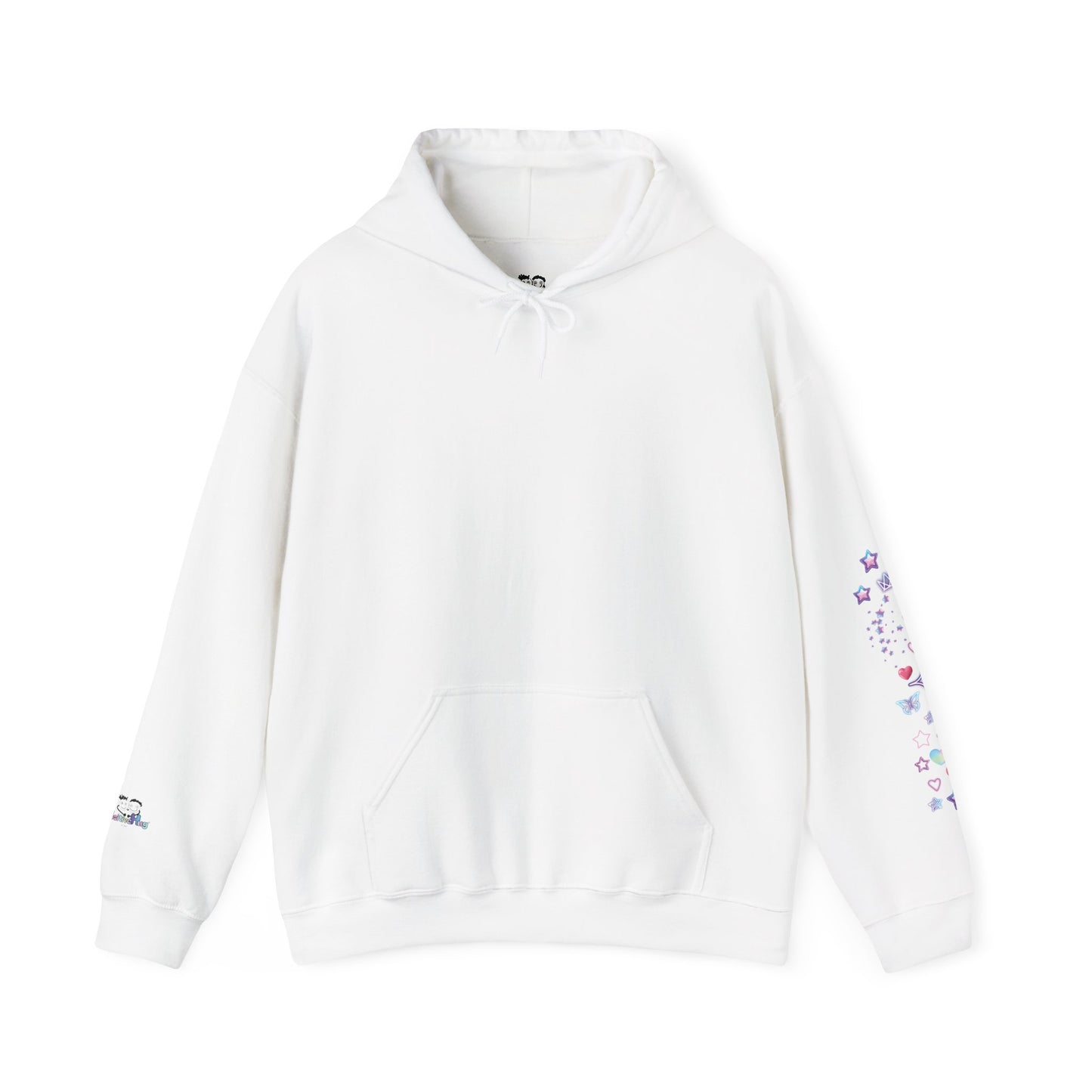 "Cute AF!" Kawaii Pastel Heart & Stars Hoodie — Back Graphic | PositiveHug
