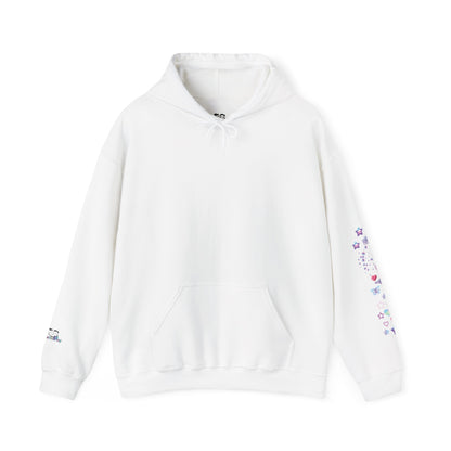 "Cute AF!" Kawaii Pastel Heart & Stars Hoodie — Back Graphic | PositiveHug