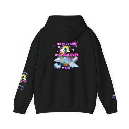 'Be the Rainbow in Someone Else's 💩 Storm' Rainbow Cloud Cute Graphic Hoodie | PositiveHug