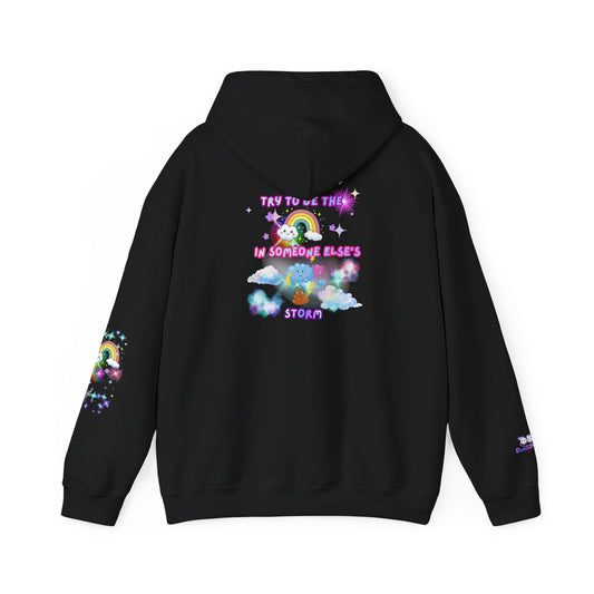 'Be the Rainbow in Someone Else's 💩 Storm' Rainbow Cloud Cute Graphic Hoodie | PositiveHug