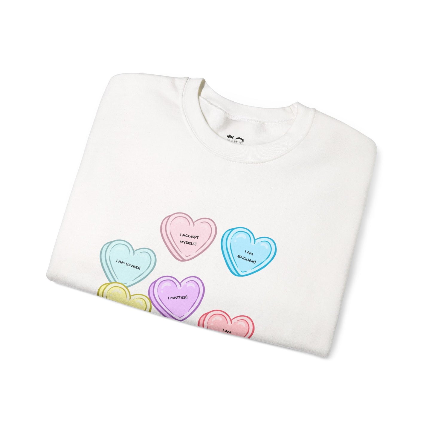 Self-Love Candy Hearts Affirmation Crewneck Sweatshirt