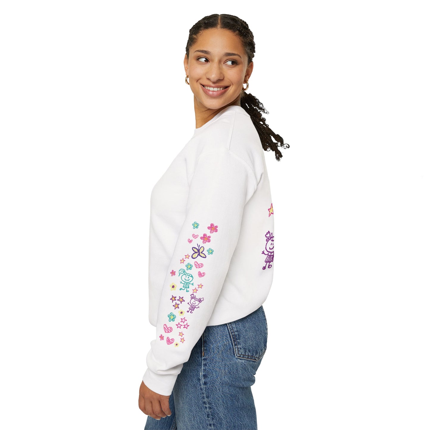 "Powered by Positivity & a Little Delulu" Cute Graphic Crewneck Sweatshirt | PositiveHug